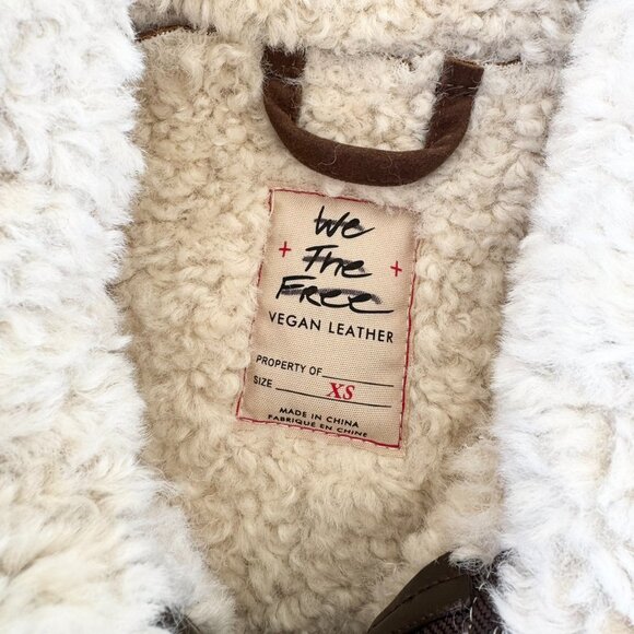 New Free People Andies Suede Vegan Embroidered Fleece Lined Jacket Brown XS - Picture 10 of 17